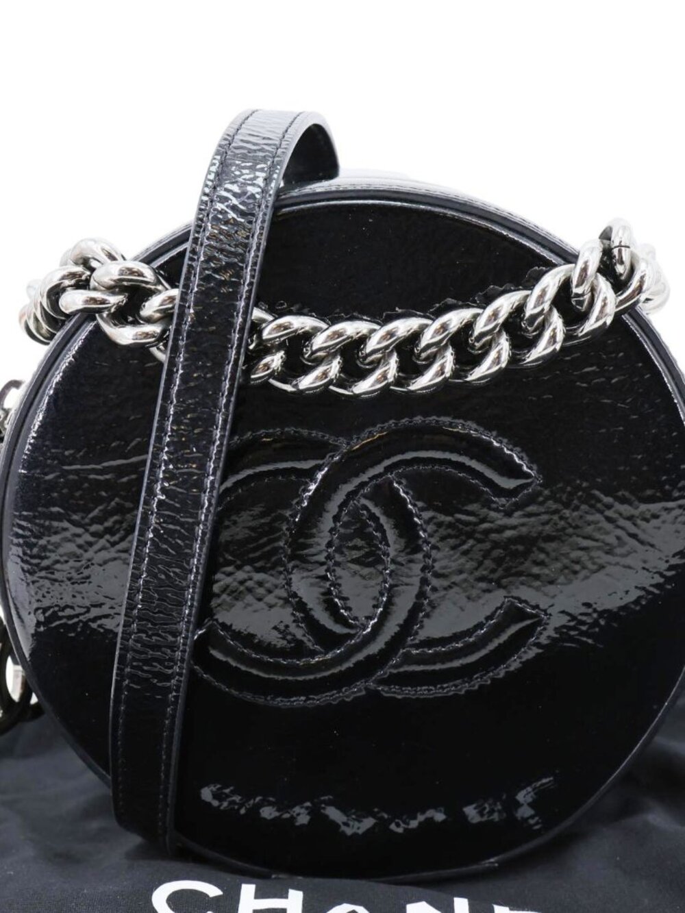 Chanel  Round as Earth Patent Leather Crossbody Bag Black - Picture 3 of 15